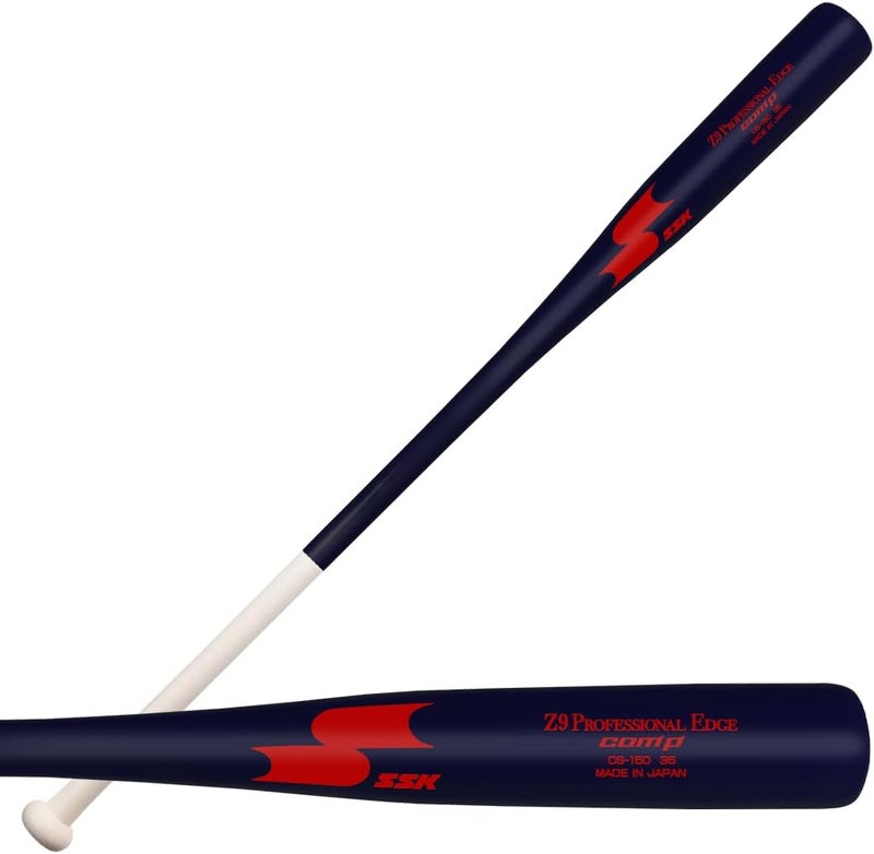 SSK Z9 Professional Edge Comp Coaches Wood Fungo Bat 33" 35" 37" - Baseball & Softball – 22+ Colors - 60 Day Warranty (37", Natural/Navy/Red) - Image 1